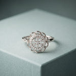 0.20 Ct Round Cut Moissanite Floral Halo Filigree Ring for Women White