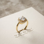 2.20 Ct Round Cut Moissanite Cushion Halo Solitaire Ring for Women Gold