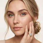 2.20 Ct Round Cut Moissanite Cushion Halo Solitaire Ring for Women Gold