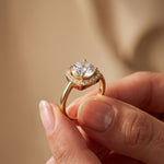 2.20 Ct Round Cut Moissanite Cushion Halo Solitaire Ring for Women Gold