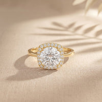 2.20 Ct Round Cut Moissanite Cushion Halo Solitaire Ring for Women Gold