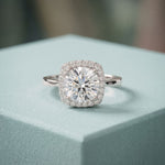 2.20 Ct Round Cut Moissanite Cushion Halo Solitaire Ring for Women White