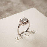 2.20 Ct Round Cut Moissanite Cushion Halo Solitaire Ring for Women White