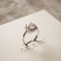 2.20 Ct Round Cut Moissanite Cushion Halo Solitaire Ring for Women White