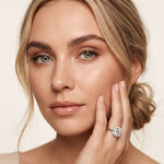 2.20 Ct Round Cut Moissanite Cushion Halo Solitaire Ring for Women White