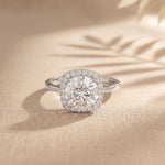 2.20 Ct Round Cut Moissanite Cushion Halo Solitaire Ring for Women White
