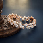 26.50 Ct Pear Cut Moissanite Linked Leaf Tennis Bracelet for Women Rose Gold
