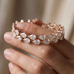 26.50 Ct Pear Cut Moissanite Linked Leaf Tennis Bracelet for Women Rose Gold