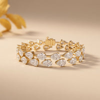 26.50 Ct Pear Cut Moissanite Linked Leaf Tennis Bracelet for Women Gold