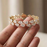 26.50 Ct Pear Cut Moissanite Linked Leaf Tennis Bracelet for Women Gold