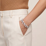 26.50 Ct Pear Cut Moissanite Linked Leaf Tennis Bracelet for Women White