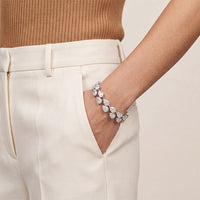 26.50 Ct Pear Cut Moissanite Linked Leaf Tennis Bracelet for Women White