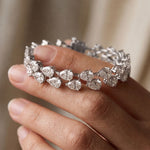 26.50 Ct Pear Cut Moissanite Linked Leaf Tennis Bracelet for Women White