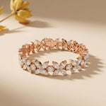 14.05 Ct Round & Marquise Cut Moissanite Floral Link Tennis Bracelet for Women Rose Gold