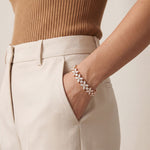 14.05 Ct Round & Marquise Cut Moissanite Floral Link Tennis Bracelet for Women Rose Gold