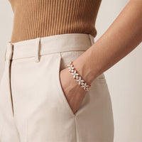 14.05 Ct Round & Marquise Cut Moissanite Floral Link Tennis Bracelet for Women Rose Gold