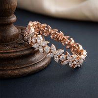14.05 Ct Round & Marquise Cut Moissanite Floral Link Tennis Bracelet for Women Rose Gold