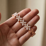 14.05 Ct Round & Marquise Cut Moissanite Floral Link Tennis Bracelet for Women Rose Gold