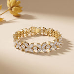 14.05 Ct Round & Marquise Cut Moissanite Floral Link Tennis Bracelet for Women Gold
