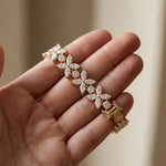 14.05 Ct Round & Marquise Cut Moissanite Floral Link Tennis Bracelet for Women Gold