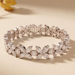 14.05 Ct Round & Marquise Cut Moissanite Floral Link Tennis Bracelet for Women White