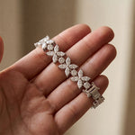 14.05 Ct Round & Marquise Cut Moissanite Floral Link Tennis Bracelet for Women White