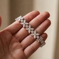 14.05 Ct Round & Marquise Cut Moissanite Floral Link Tennis Bracelet for Women White