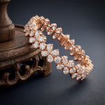 84.05 Ct Pear Cut Moissanite Floral Bloom Link Bracelet for Women Rose Gold