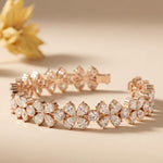 84.05 Ct Pear Cut Moissanite Floral Bloom Link Bracelet for Women Rose Gold