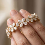 84.05 Ct Pear Cut Moissanite Floral Bloom Link Bracelet for Women Gold