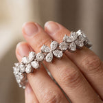 84.05 Ct Pear Cut Moissanite Floral Bloom Link Bracelet for Women White