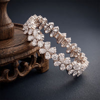 84.05 Ct Pear Cut Moissanite Floral Bloom Link Bracelet for Women White