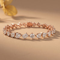 10.30 Ct Mixed Cut Moissanite Geometric Alternating Tennis Bracelet for Women Rose Gold