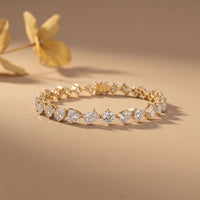 10.30 Ct Mixed Cut Moissanite Geometric Alternating Tennis Bracelet for Women Gold