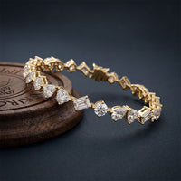 10.30 Ct Mixed Cut Moissanite Geometric Alternating Tennis Bracelet for Women Gold