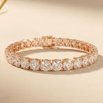 24.65 Ct Round Cut Moissanite Scalloped Tennis Bracelet for Women Rose Gold