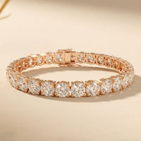24.65 Ct Round Cut Moissanite Scalloped Tennis Bracelet for Women Rose Gold