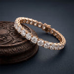 24.65 Ct Round Cut Moissanite Scalloped Tennis Bracelet for Women Rose Gold