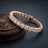 24.65 Ct Round Cut Moissanite Scalloped Tennis Bracelet for Women Rose Gold