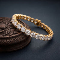 24.65 Ct Round Cut Moissanite Scalloped Tennis Bracelet for Women Gold