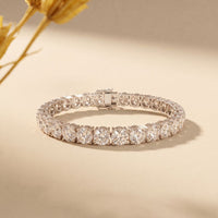 24.65 Ct Round Cut Moissanite Scalloped Tennis Bracelet for Women White