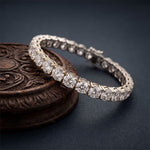 24.65 Ct Round Cut Moissanite Scalloped Tennis Bracelet for Women White