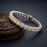 24.65 Ct Round Cut Moissanite Scalloped Tennis Bracelet for Women White
