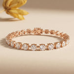 10.50 Ct Round Cut Moissanite Sculpted Bar Bracelet for Women Rose Gold