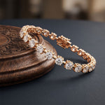 10.50 Ct Round Cut Moissanite Sculpted Bar Bracelet for Women Rose Gold