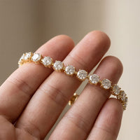 10.50 Ct Round Cut Moissanite Sculpted Bar Bracelet for Women Gold