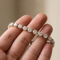 10.50 Ct Round Cut Moissanite Sculpted Bar Bracelet for Women White