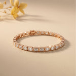 9.30 Ct Emerald Cut Moissanite Bezel Set Geometric Tennis Bracelet for Women Rose Gold