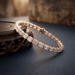 9.30 Ct Emerald Cut Moissanite Bezel Set Geometric Tennis Bracelet for Women Rose Gold
