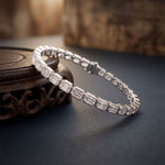 9.30 Ct Emerald Cut Moissanite Bezel Set Geometric Tennis Bracelet for Women White